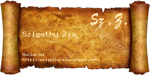 Szigethy Zia névjegykártya